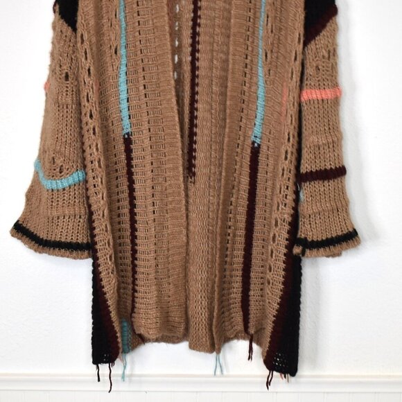 Anonyme Designers Crochet Cardigan Sz M/L Wool Colorful 70s Hippie Retro Boho - Picture 2 of 16